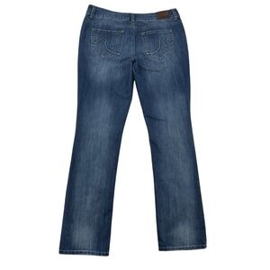 Maurices Women M Blue Wash Bootcut Jeans Size 7/8 Long Stretch Denim Whiskered